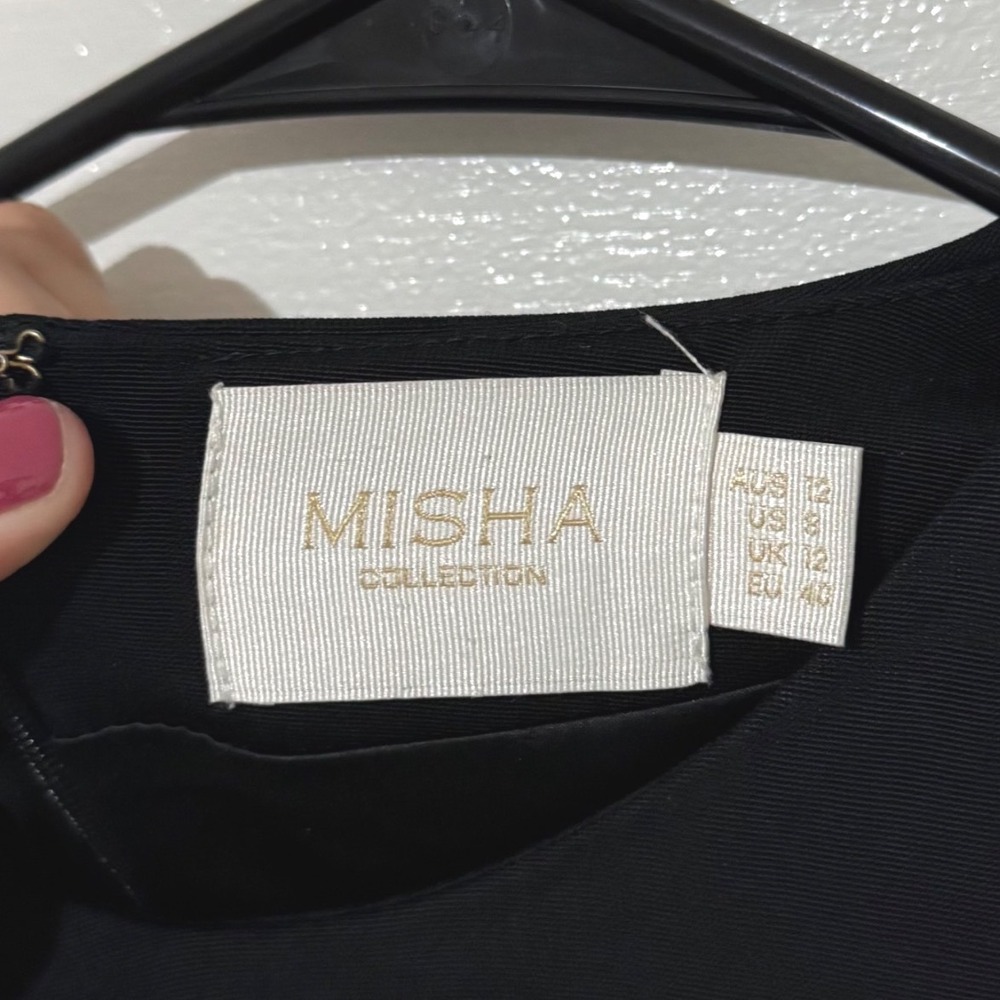 Misha Collection Black White Colorblock Long Sleeve Mini Dress AW17DR110 US 8 - Picture 3 of 6